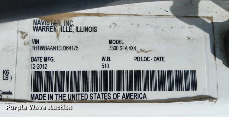 image for item YA0961 2013 International 7300 bucket truck