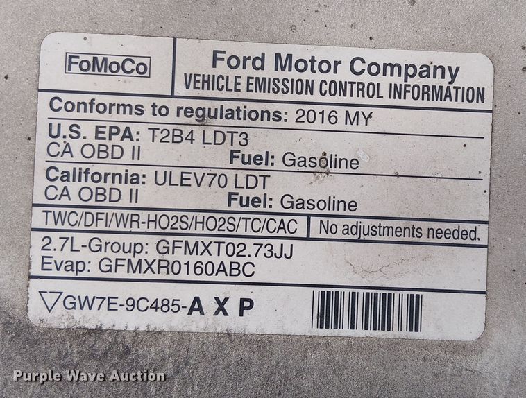 image for item YA0963 2016 Ford F150 SuperCab pickup truck