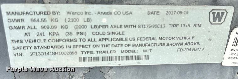 image for item YA0971 2017 Wanco light plant