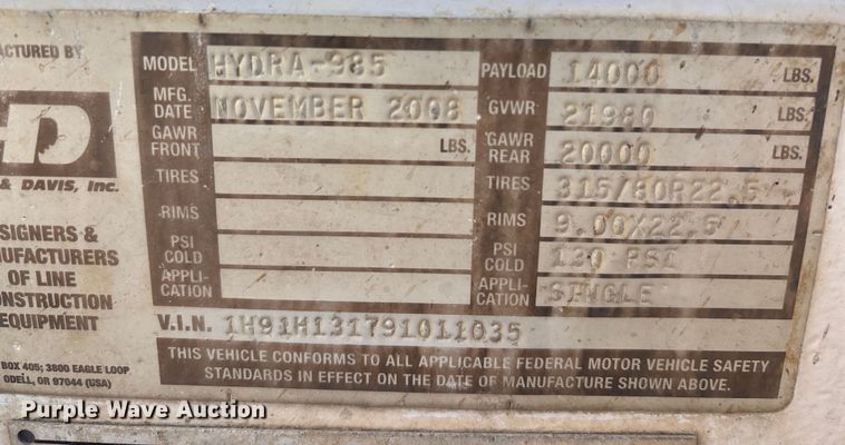 image for item YA0976 2009 Hogg & Davis HYDRA-985 cable puller trailer