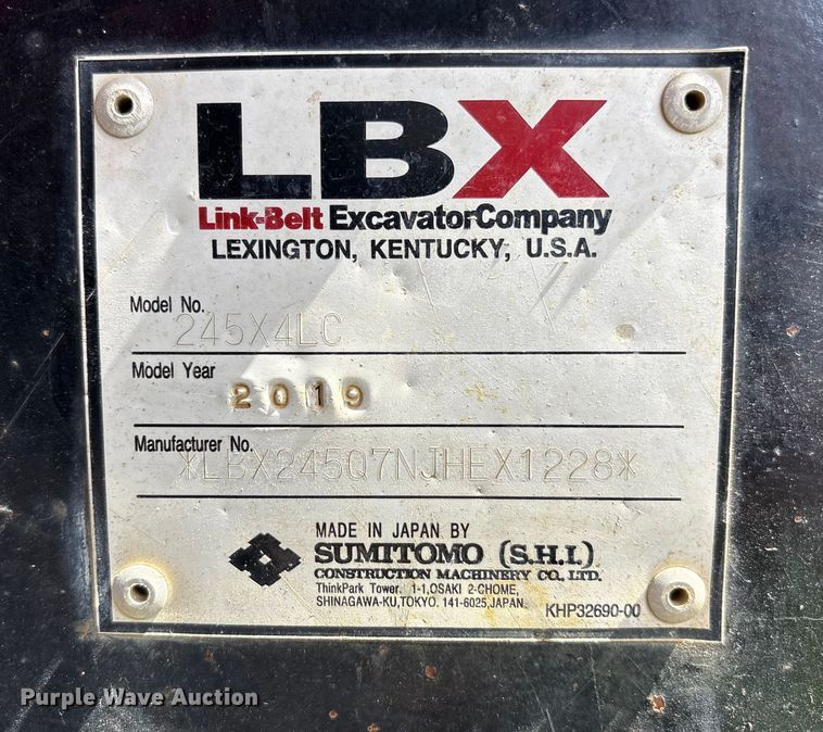 image for item YA1027 2019 Link-Belt 245X4 LC excavator