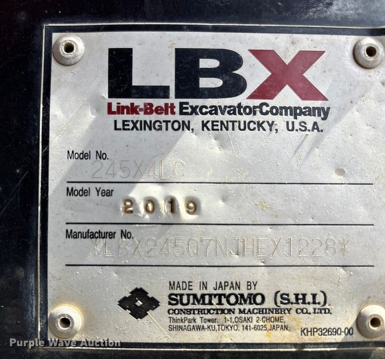 image for item YA1027 2019 Link-Belt 245X4 LC excavator