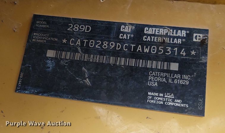 image for item EM0053 2016 Caterpillar 289D tracked skid steer loader
