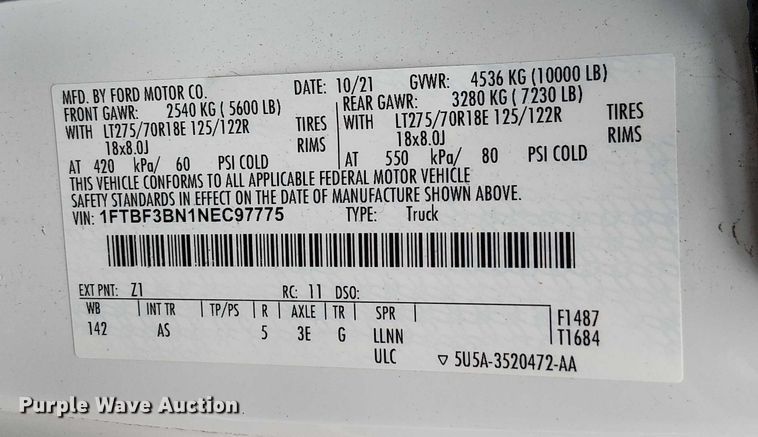 image for item EV3504 2022 Ford F350 Super Duty pickup truck