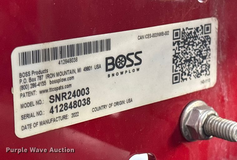 image for item EV4002 2022 Boss Snowrator snow pusher