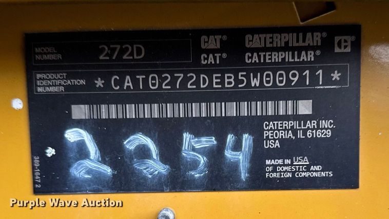 image for item EV4008 2015 Caterpillar 272D skid steer loader