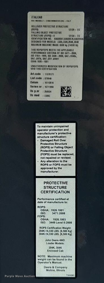 image for item EV4009 2017 John Deere 304K wheel loader