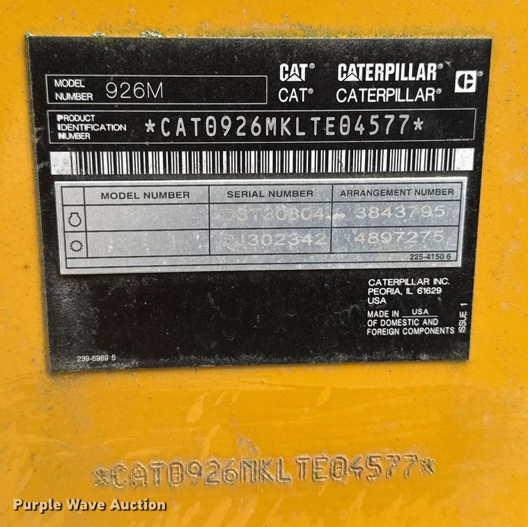 image for item EV4013 2018 Caterpillar 926M wheel loader
