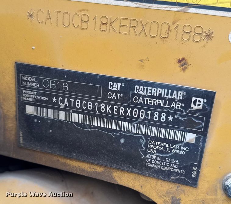 image for item EV4018 2019 Caterpillar CB1.8 double drum vibratory roller