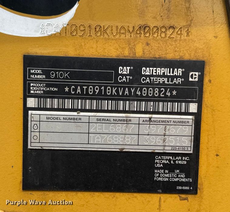image for item EV4021 2015 Caterpillar 910K wheel loader