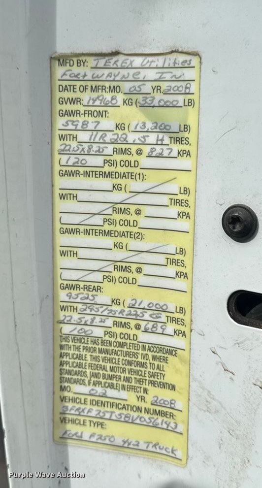 image for item EV4065 2008 Ford F750 bucket truck