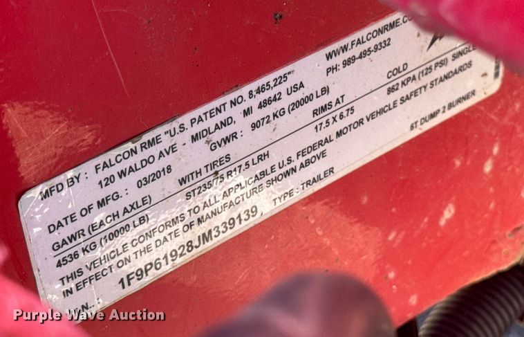 image for item EV4082 2017 Falcon 6T Dump 2 Burner pothole patcher