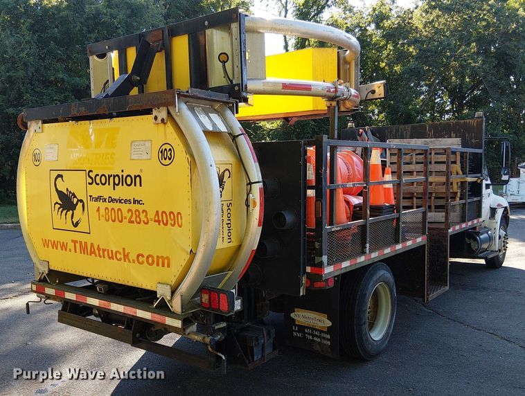 image for item EV4095 2004 International 4300 flatbed truck with crash attenuator