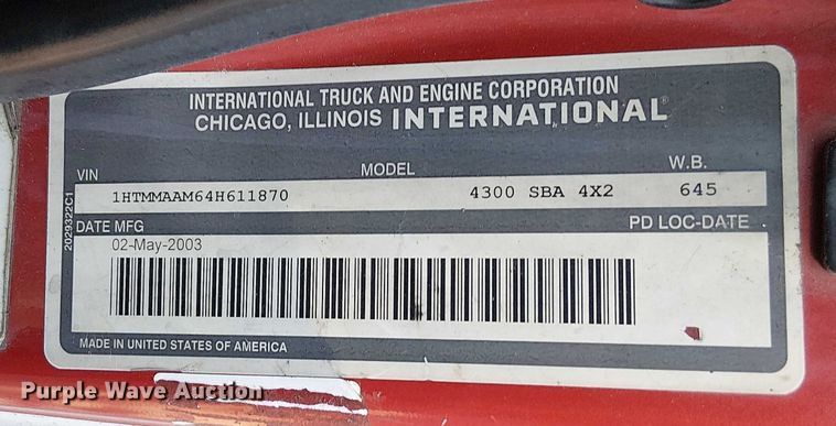 image for item EV4095 2004 International 4300 flatbed truck with crash attenuator