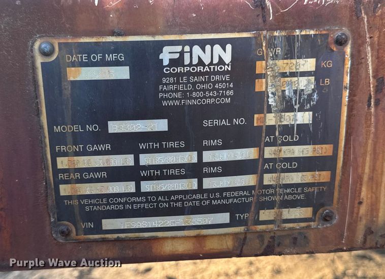 image for item EV4097 2016 Finn BB302-21 wood chipper