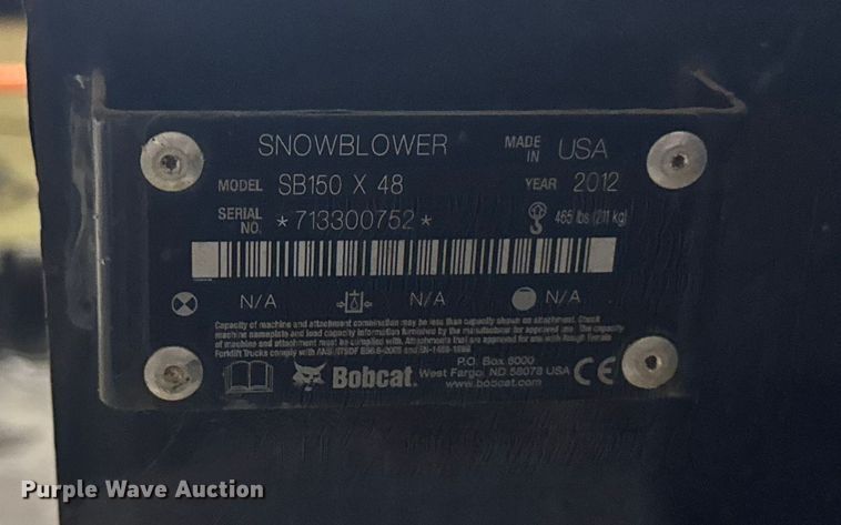 image for item EV4112 Bobcat SB150 skid steer snow blower