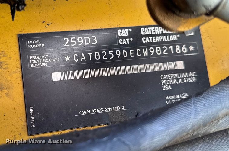 image for item EV4113 2020 Caterpillar 259D3 tracked skid steer loader