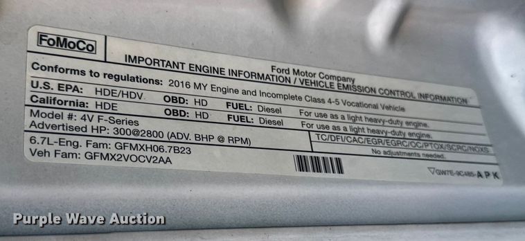 image for item EV4116 2016 Ford F550 Crew Cab dump truck