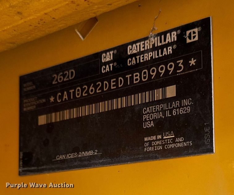 image for item EV4135 2019 Caterpillar 262D skid steer loader