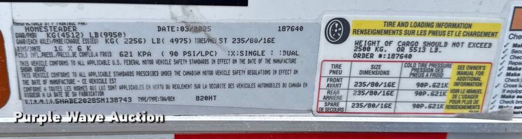 image for item EV4343 2025 Homesteader 820HT enclosed cargo trailer