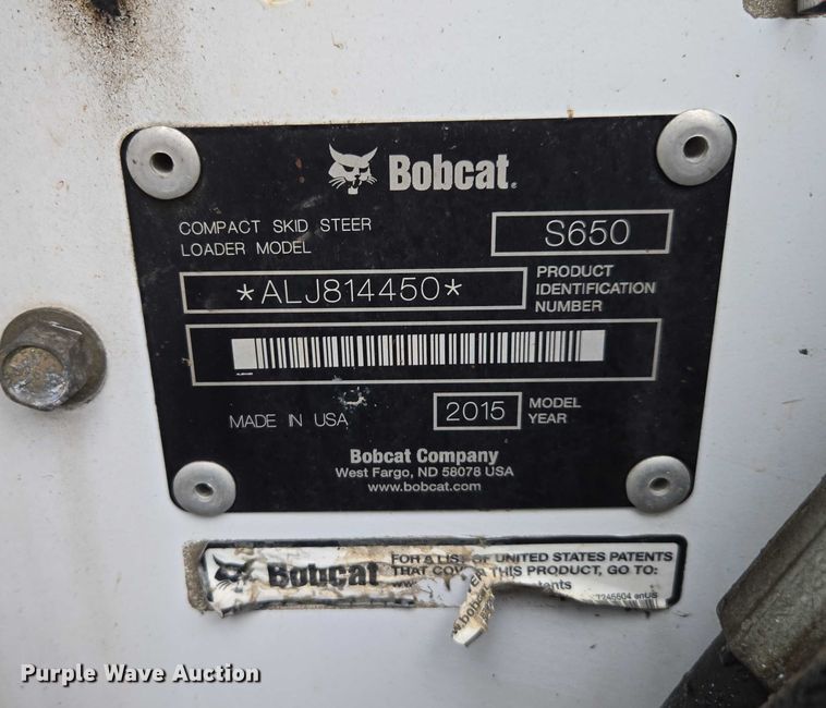 image for item EV4348 2015 Bobcat S650 skid steer loader