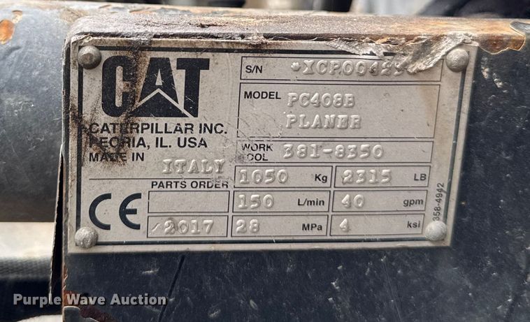 image for item EV5004 2017 Caterpillar PC408B skid steer cold planer