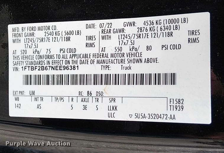 image for item EV5006 2022 Ford F-250 pickup truck