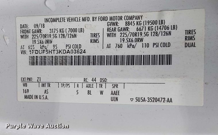 image for item EV5008 2019 Ford F550 Super Duty utility / service truck