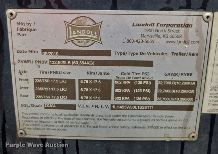 image for item EV5013 2020 Landoll 455B drop tilt deck equipment trailer