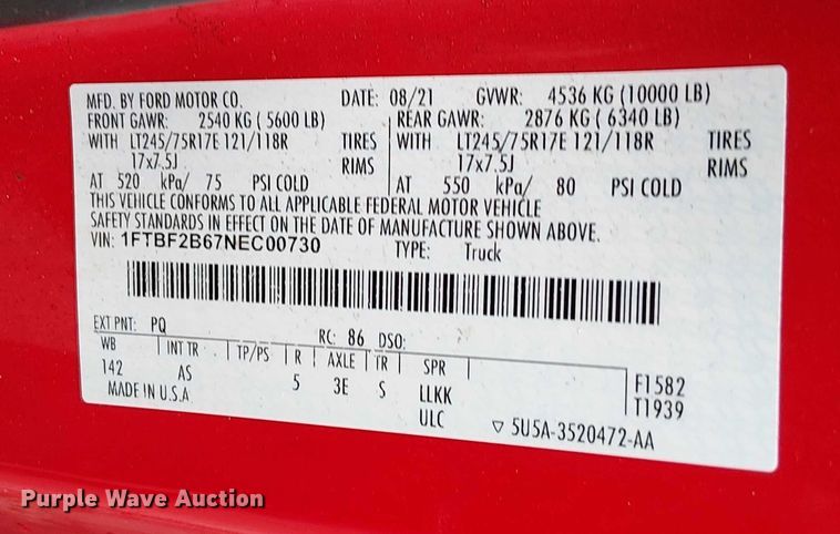 image for item EV5019 2022 Ford F250 Super Duty XL pickup truck