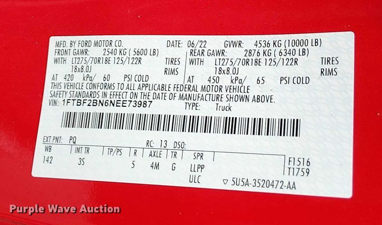 image for item EV5022 2022 Ford F250 Super Duty pickup truck