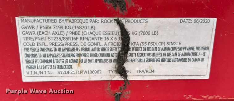 image for item EV5027 2021 Air tow T16-12 utility trailer