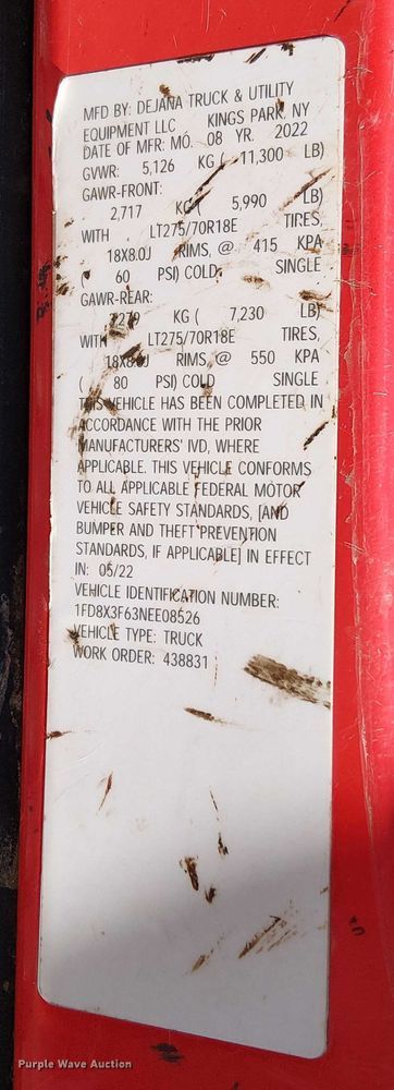 image for item EV5074 2022 Ford F350 Super Duty SuperCab utility bed pickup truck