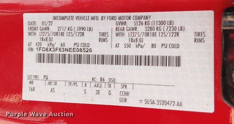 image for item EV5074 2022 Ford F350 Super Duty SuperCab utility bed pickup truck