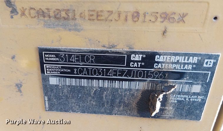 image for item EV5087 2016 Caterpillar 314ELCR mini excavator