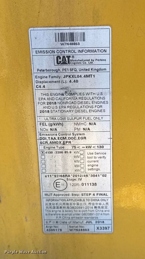 image for item EV5115 2018 Caterpillar 430F2 backhoe