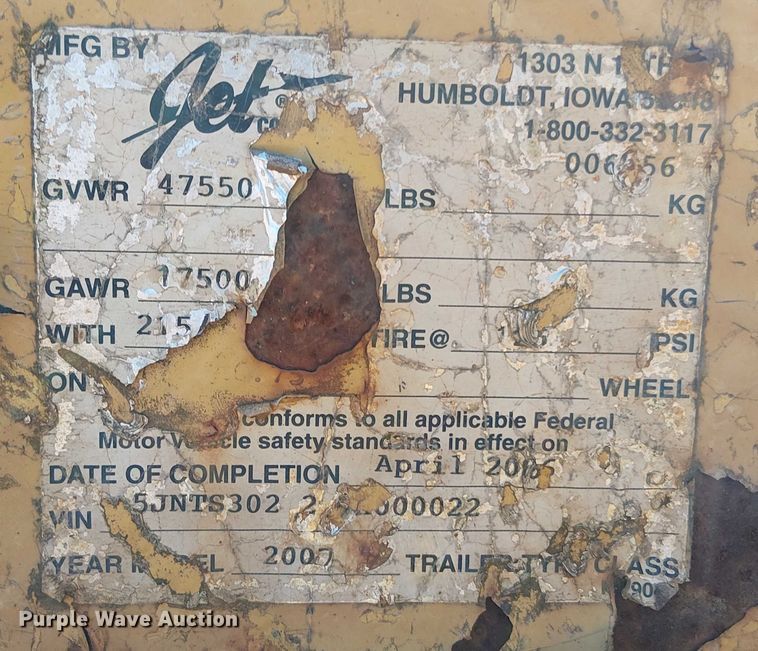 image for item EV5118 2007 Jet equipment trailer