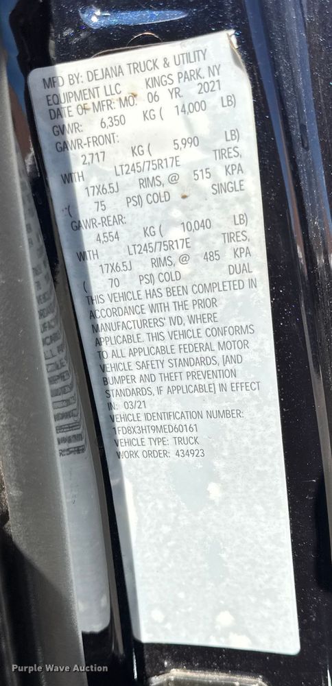 image for item EV5123 2021 Ford F350 Super Duty SuperCab utility bed pickup truck