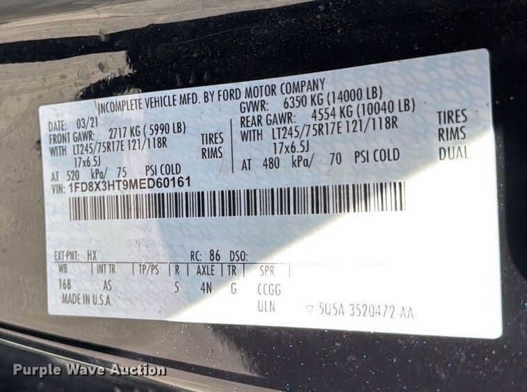 image for item EV5123 2021 Ford F350 Super Duty SuperCab utility bed pickup truck