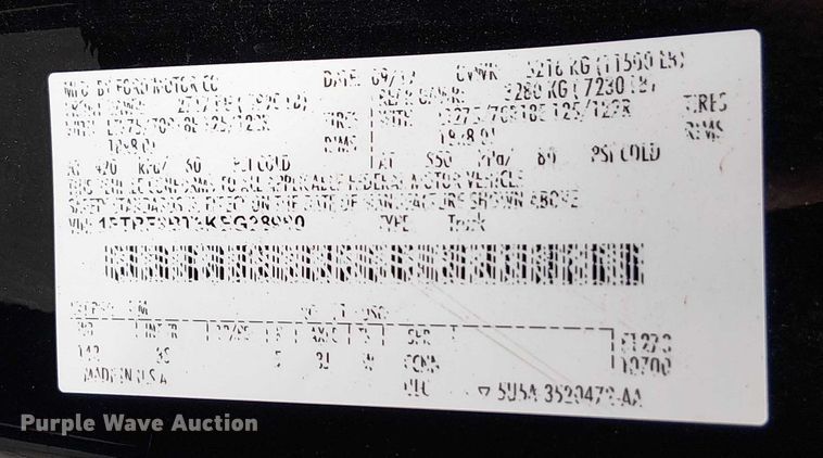 image for item EV5125 2019 Ford F350 Super Duty utility bed pickup truck