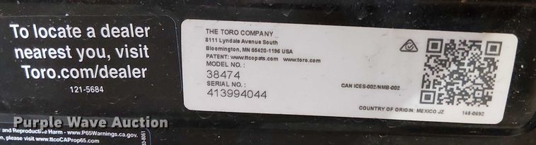 image for item EV5141 (4) Toro 518 ZR snow blower