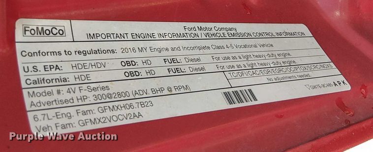 image for item EV5144 2016 Ford F550 Supercab dump truck