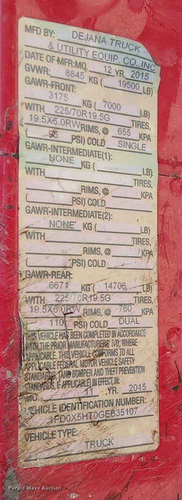 image for item EV5144 2016 Ford F550 Supercab dump truck