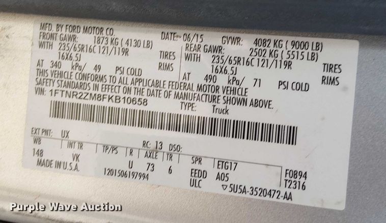 image for item EV5146 2015 Ford Transit van