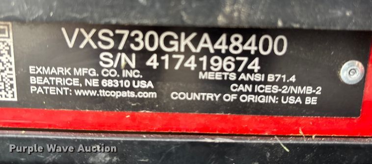 image for item EV5203 EXmark Vertex ZTR lawn mower