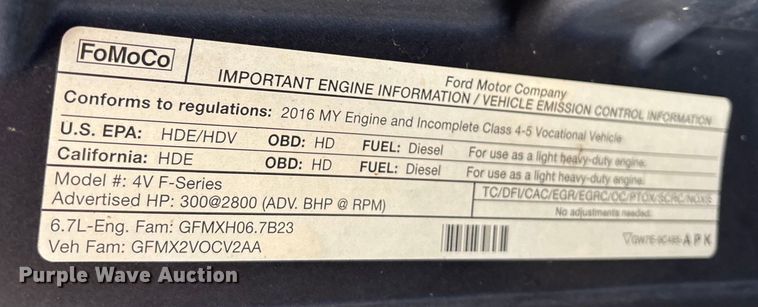 image for item EV5229 2016 Ford F550 SuperCab dump truck