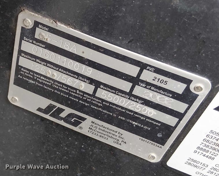 image for item EV5265 2022 JLG G5-18A telehandler