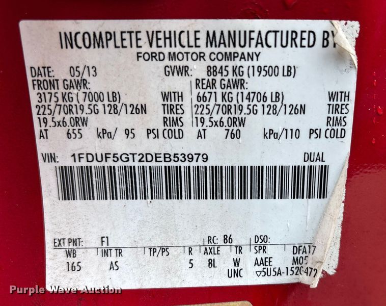 image for item EV5274 2013 Ford F550 dump truck