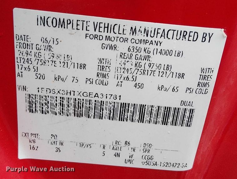 image for item EV5275 2016 Ford F350 Super Duty utility bed pickup truck