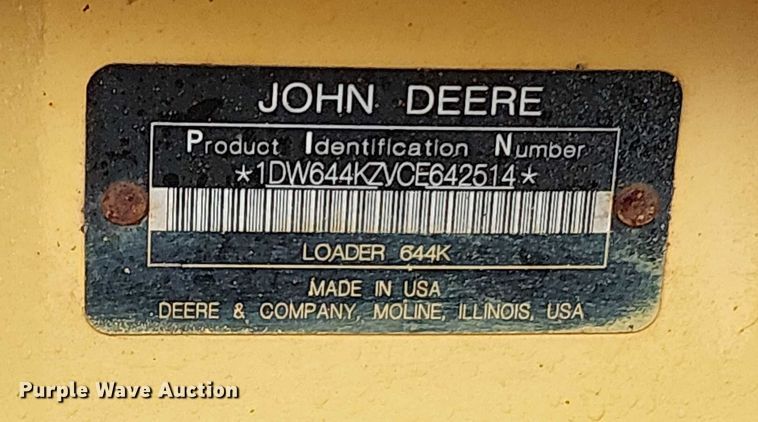 image for item EV5277 2012 John Deere 644K wheel loader